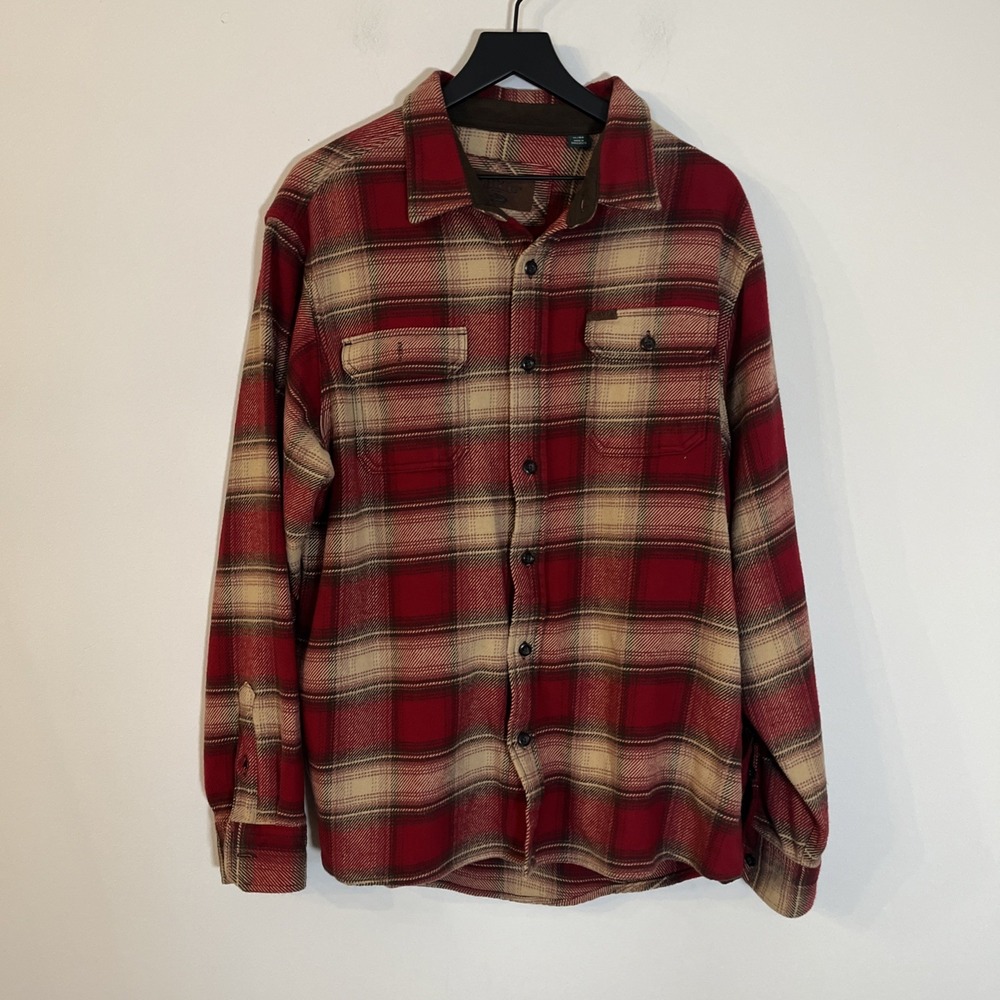 Orvis Mens Thick Flannel Hand Warmer Pockets Button-Up‎ Shirt Shacket